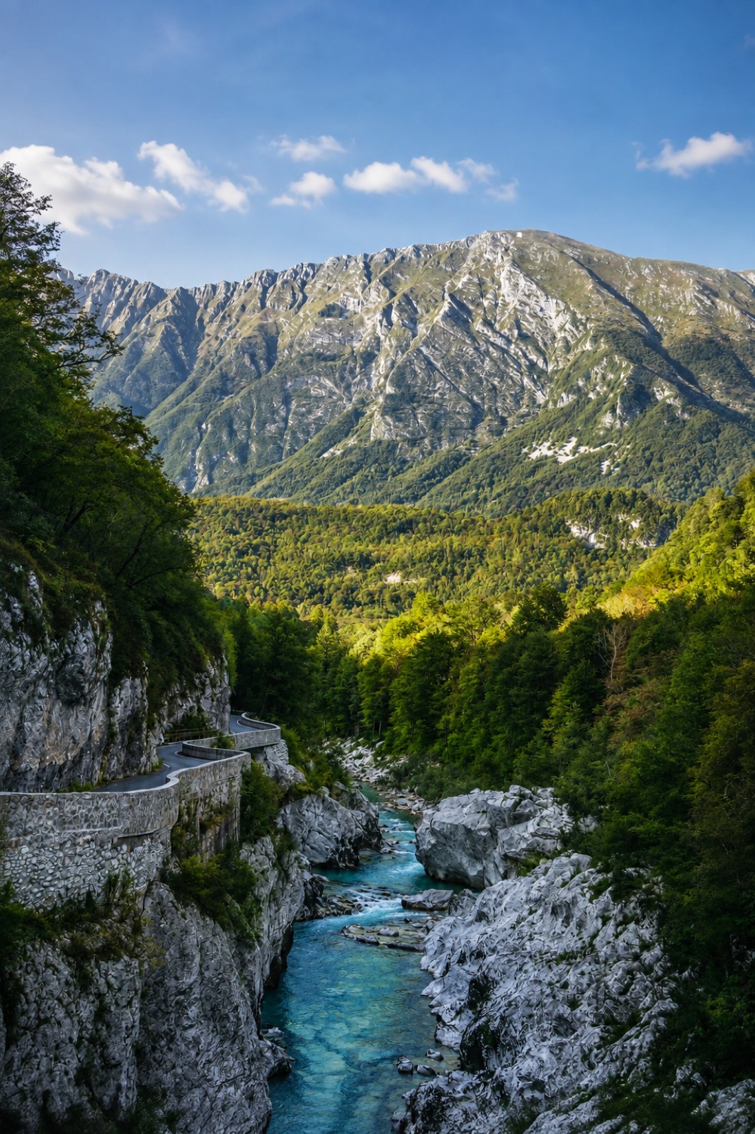 The road above the Soča gorge near Kobarid
