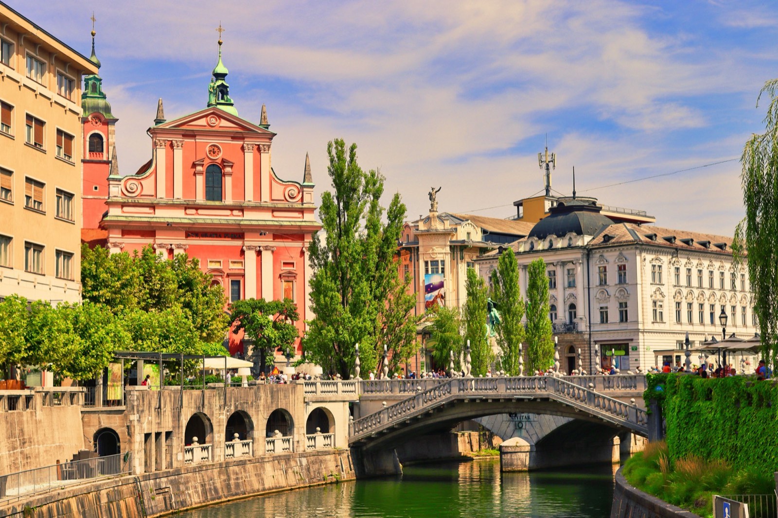 Ljubljana old town along the river