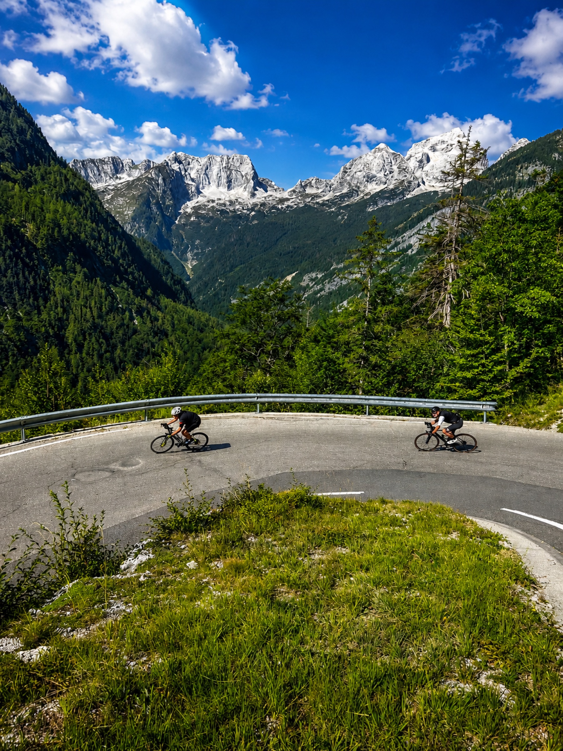 The hairpins of the Vršič pass, the highest road pass in Slovenia