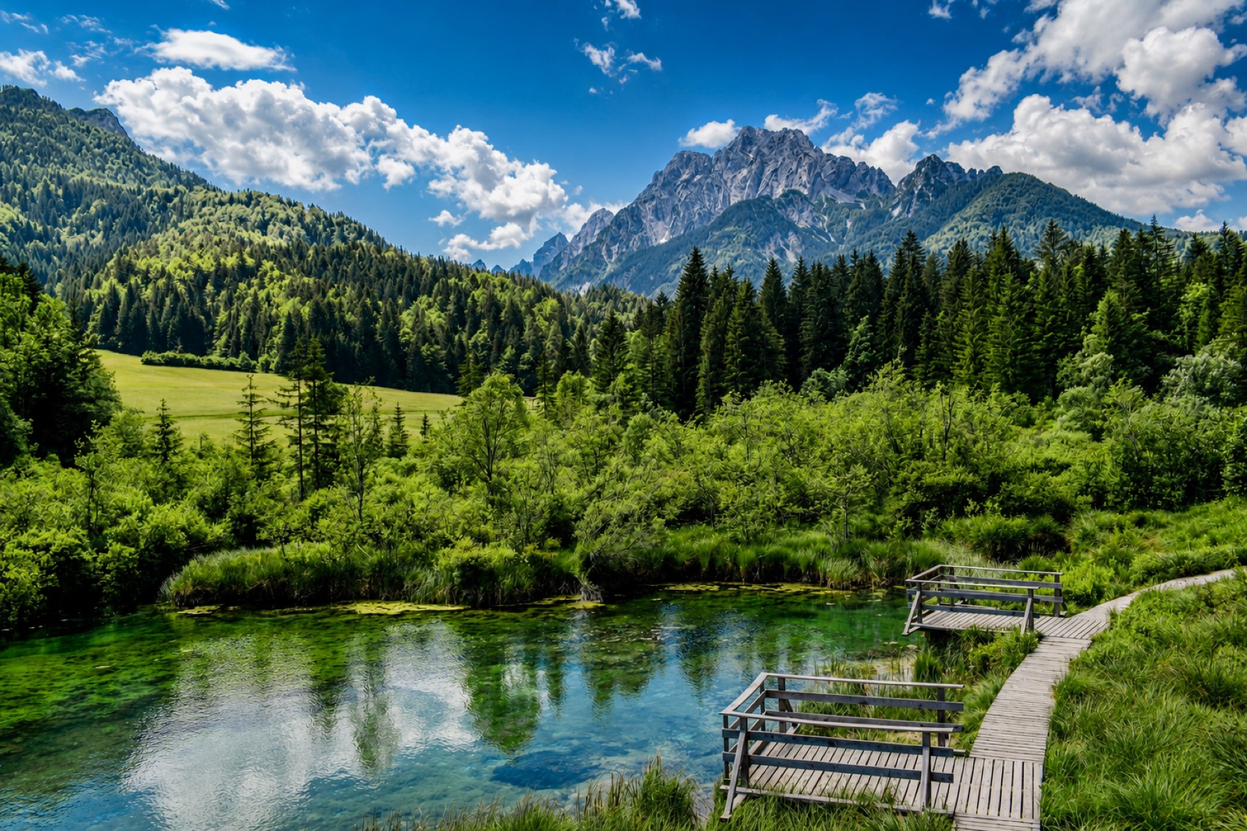 Zelenci, the emerald spring pool near Kranjska Gora